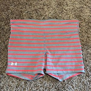 Under Armour Women’s XS workout shorts, neon pink/gray
